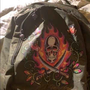 Ed Hardy backpack skeleton by Christian Audigier.